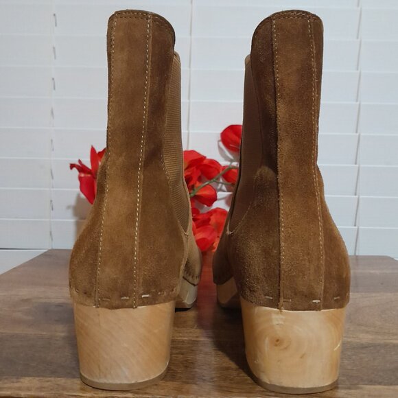 Loeffler Randall CACAO Leather Wood Clog Chelsea Boots sz 6M - Picture 3 of 9